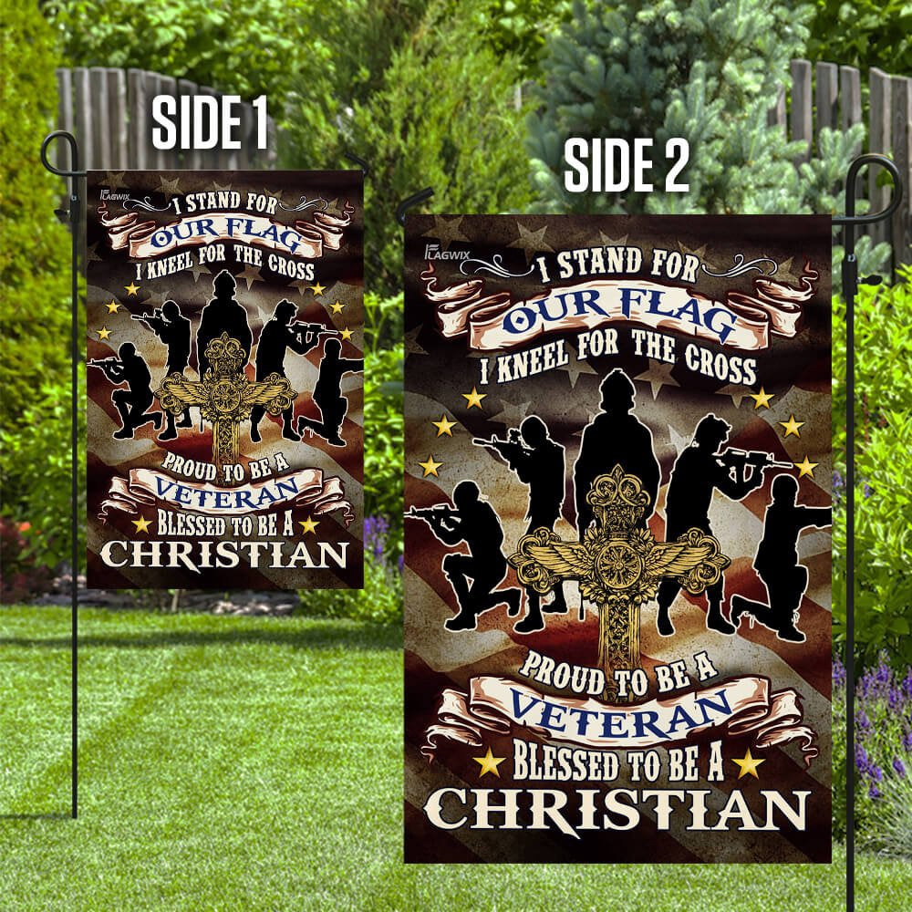 US Veteran Flag, Proud To Be A Veteran Blessed To Be A Christian Flag, Veteran Garden Flags