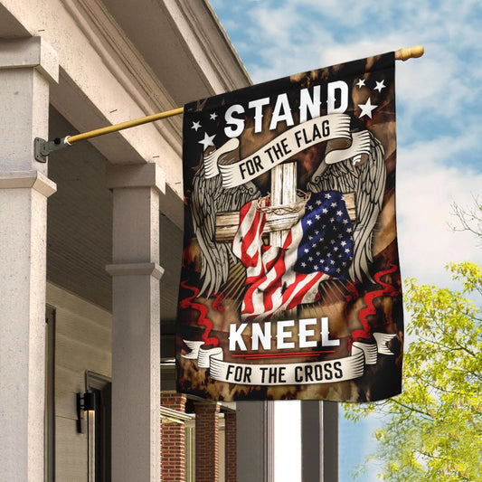 US Veteran Flag, Stand For The Flag Kneel For The Cross Flag, Veteran Garden Flags