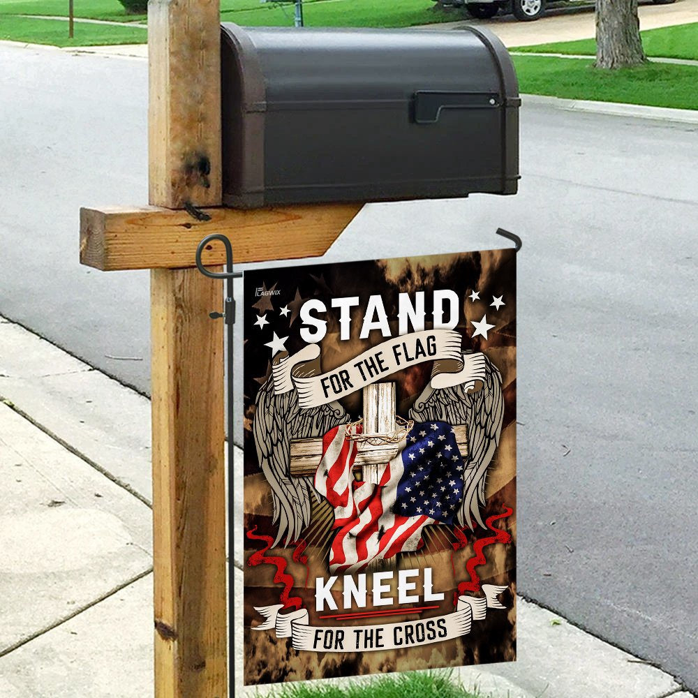 US Veteran Flag, Stand For The Flag Kneel For The Cross Flag, Veteran Garden Flags