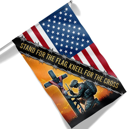 US Veteran Flag, Stand For The Flag, Veteran Christian Cross Memorial America Flag, Veteran Garden Flags