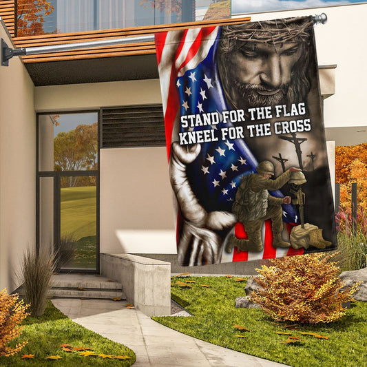 US Veteran Flag, Stand For The Flag, Veteran Memorial Jesus Christian Flag, Veteran Garden Flags