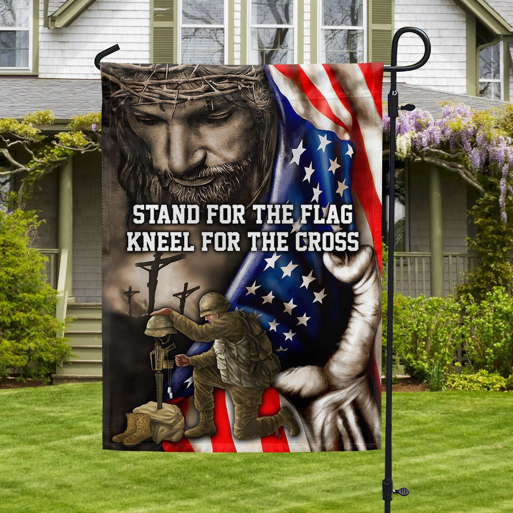 US Veteran Flag, Stand For The Flag, Veteran Memorial Jesus Christian Flag, Veteran Garden Flags