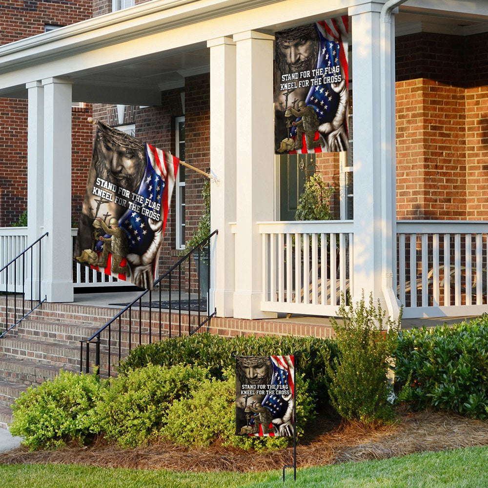 US Veteran Flag, Stand For The Flag, Veteran Memorial Jesus Christian Flag, Veteran Garden Flags
