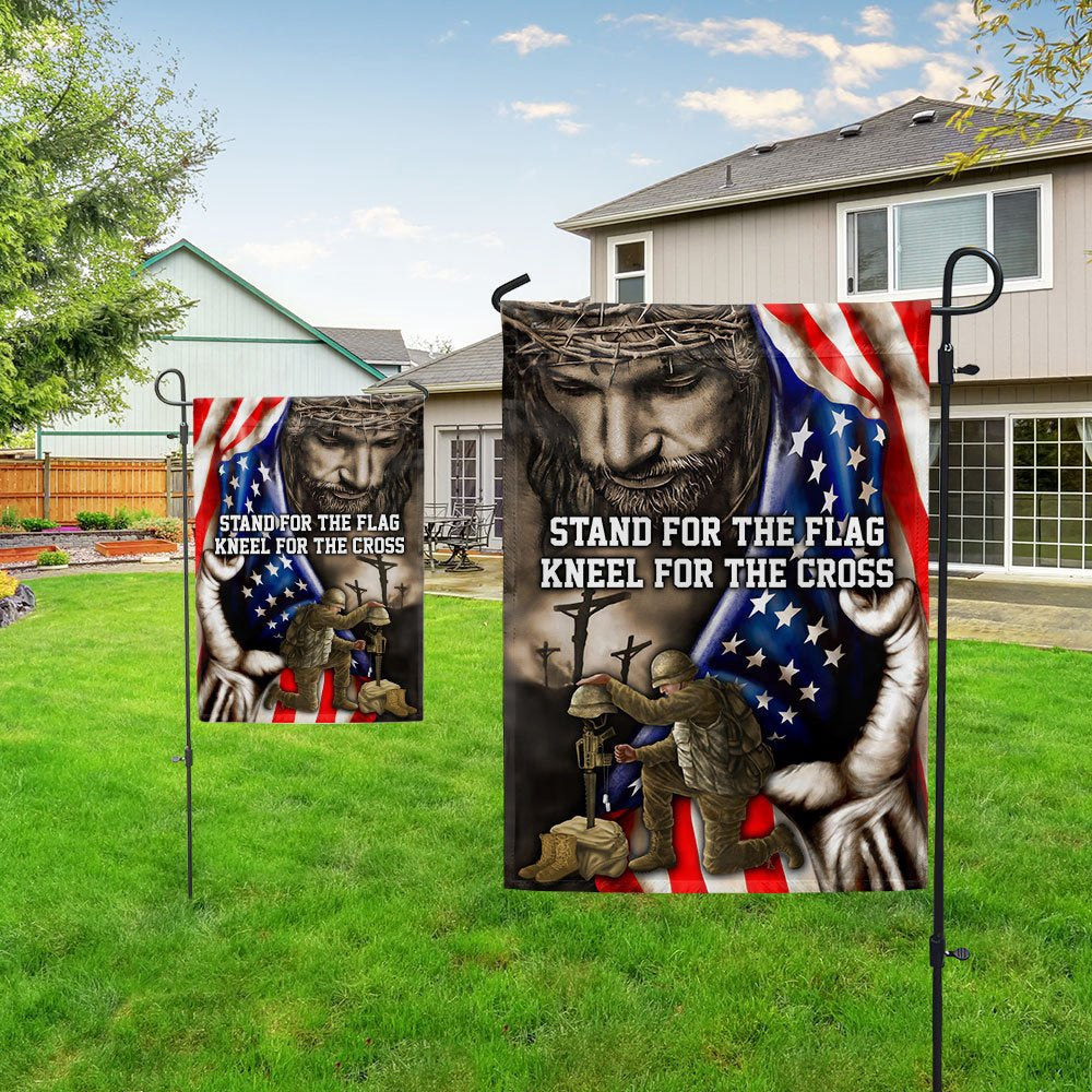 US Veteran Flag, Stand For The Flag, Veteran Memorial Jesus Christian Flag, Veteran Garden Flags