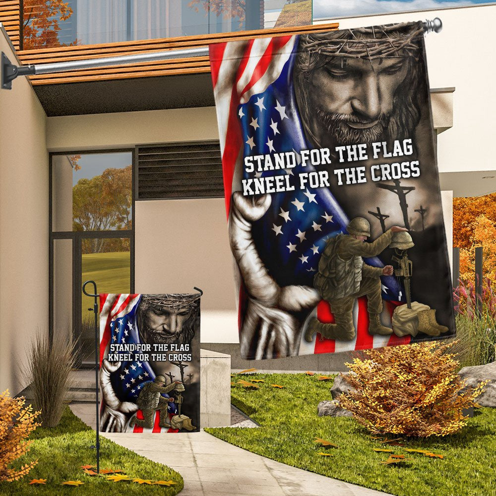 US Veteran Flag, Stand For The Flag, Veteran Memorial Jesus Christian Flag, Veteran Garden Flags
