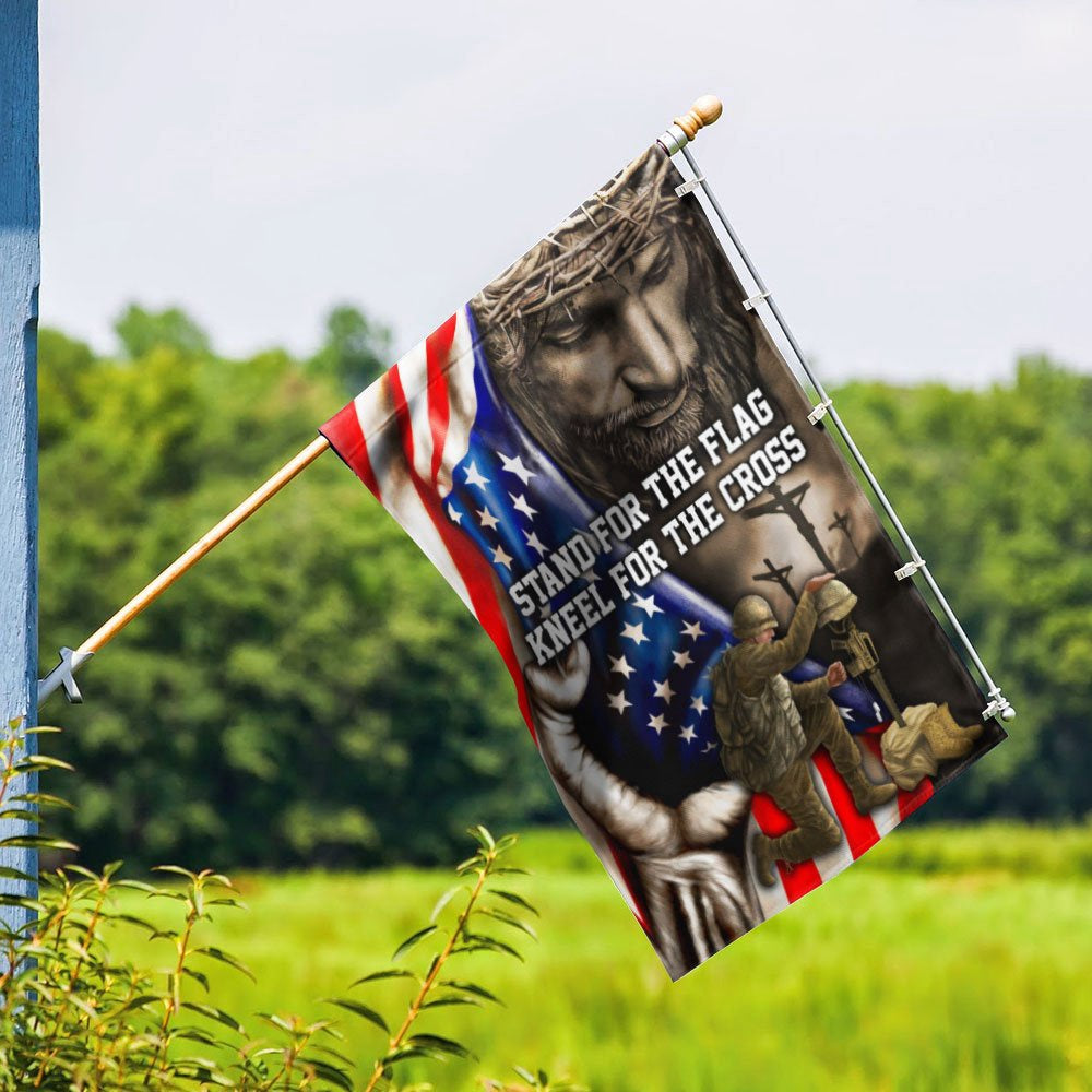 US Veteran Flag, Stand For The Flag, Veteran Memorial Jesus Christian Flag, Veteran Garden Flags