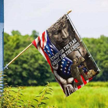 US Veteran Flag, Stand For The Flag, Veteran Memorial Jesus Christian Flag, Veteran Garden Flags