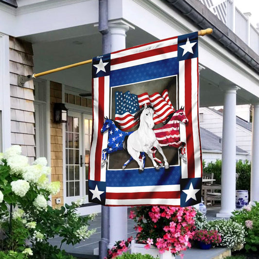 US Veteran Flag, United States Horses Independence Day Flag, Veteran Garden Flags