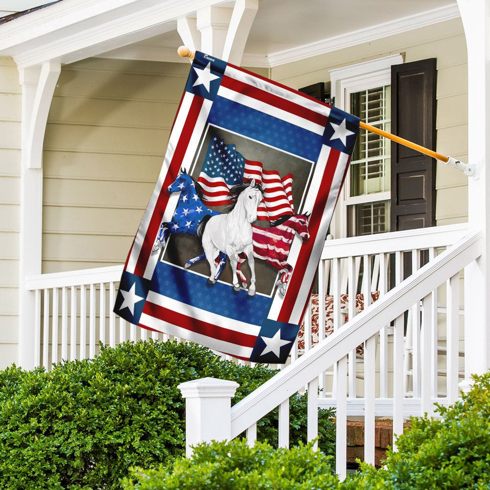 US Veteran Flag, United States Horses Independence Day Flag, Veteran Garden Flags
