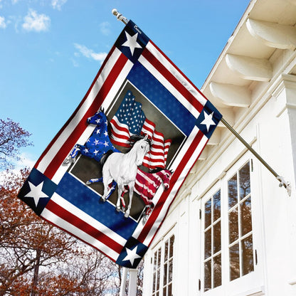 US Veteran Flag, United States Horses Independence Day Flag, Veteran Garden Flags