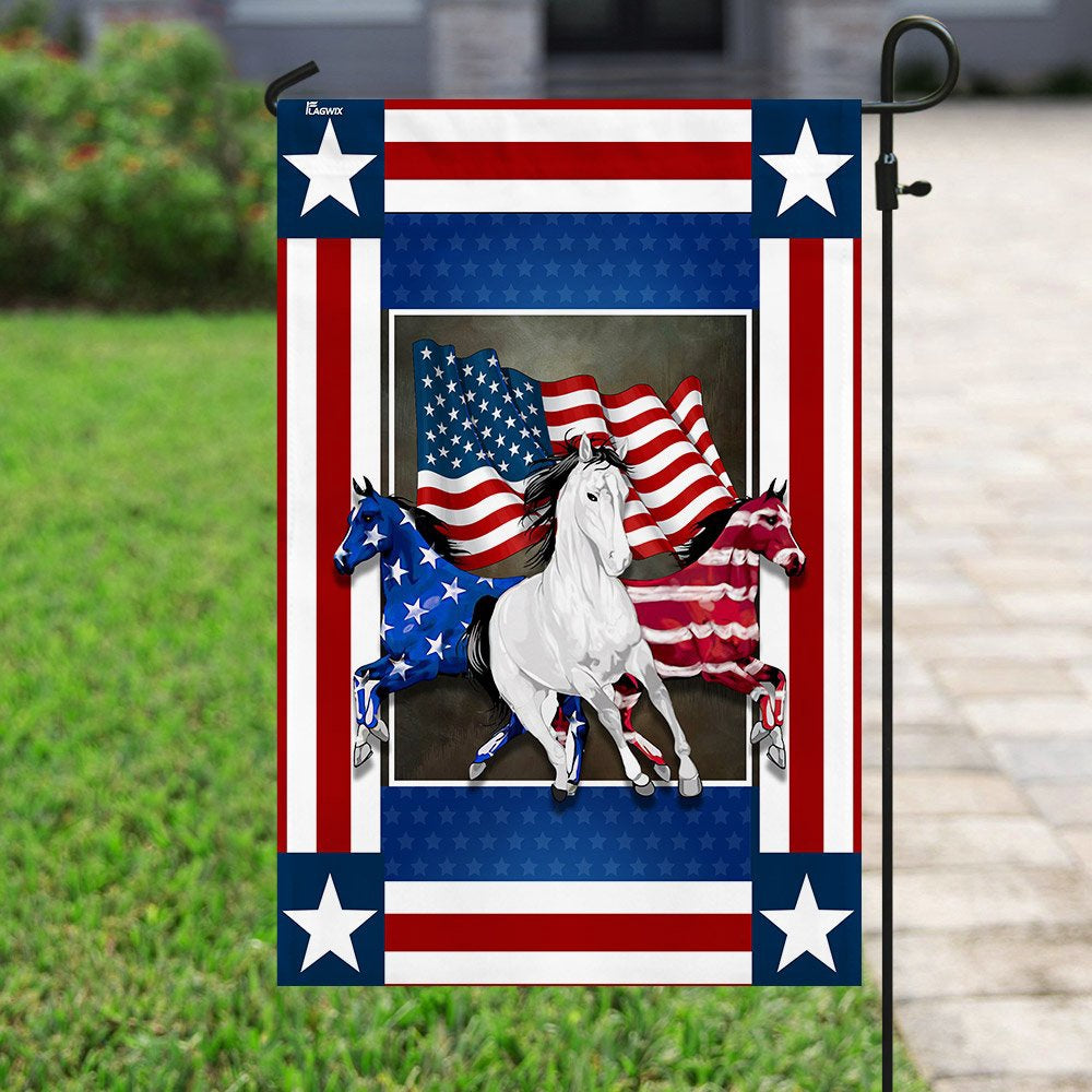 US Veteran Flag, United States Horses Independence Day Flag, Veteran Garden Flags