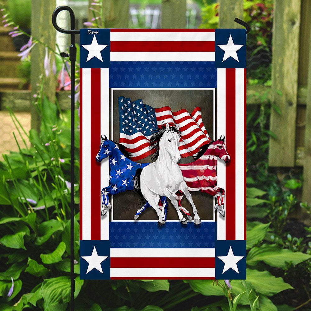 US Veteran Flag, United States Horses Independence Day Flag, Veteran Garden Flags