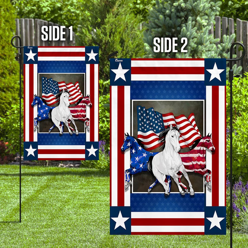 US Veteran Flag, United States Horses Independence Day Flag, Veteran Garden Flags
