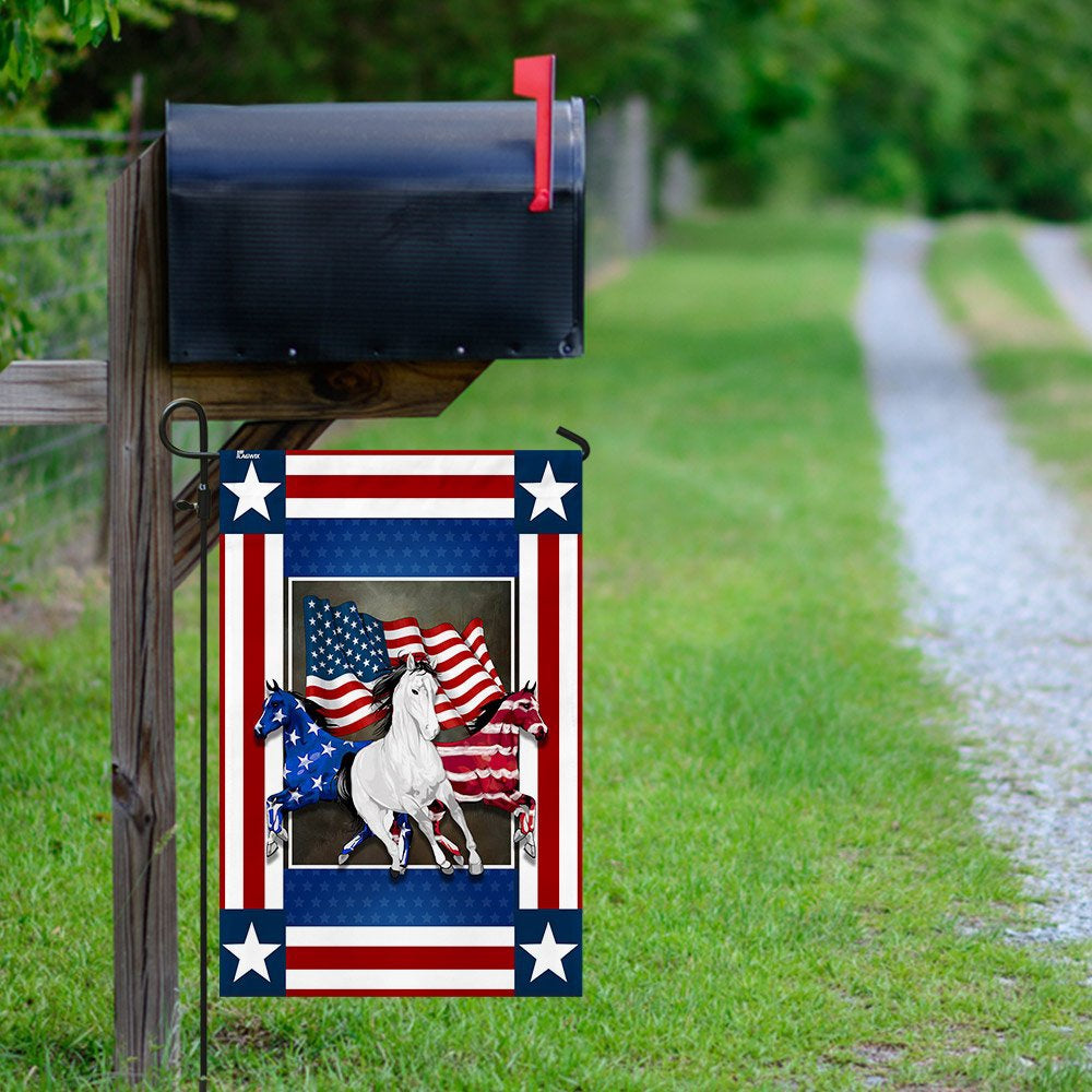 US Veteran Flag, United States Horses Independence Day Flag, Veteran Garden Flags