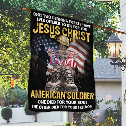 US Veteran Flag, Us Veteran Day Flag Jesus Christ And The American Soldier, Veteran Garden Flags