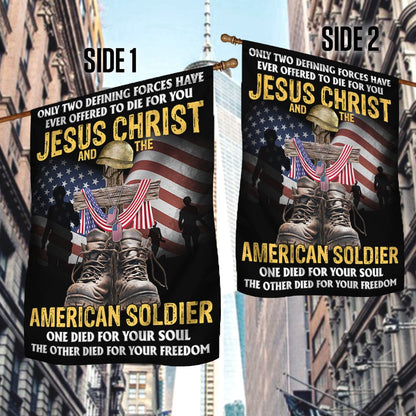 US Veteran Flag, Us Veteran Day Flag Jesus Christ And The American Soldier, Veteran Garden Flags