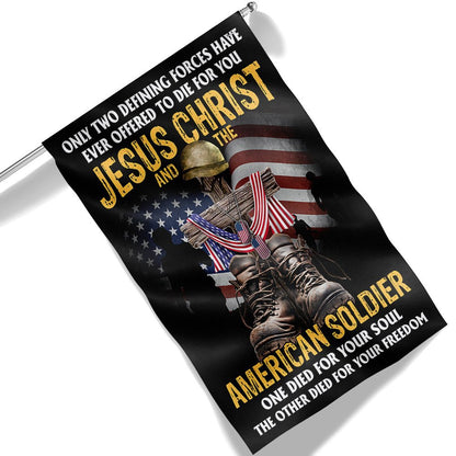 US Veteran Flag, Us Veteran Day Flag Jesus Christ And The American Soldier, Veteran Garden Flags