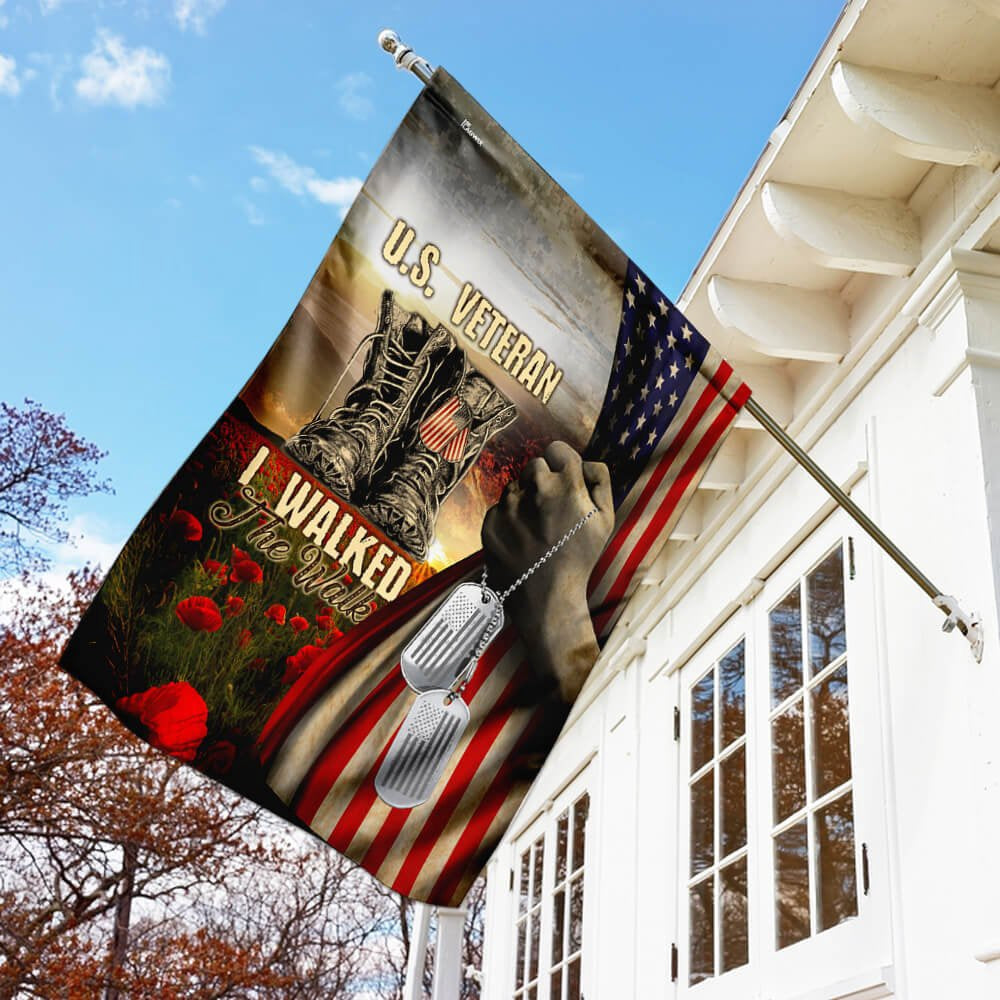 US Veteran Flag, Us Veteran I Walked The Walk Flag, Veteran Garden Flags