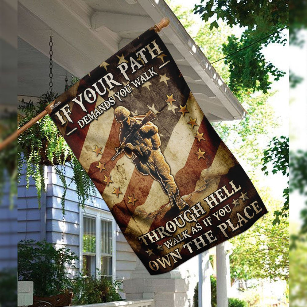 US Veteran Flag, Veteran - Walk As If You Own The Place Flag, Veteran Garden Flags