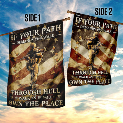 US Veteran Flag, Veteran - Walk As If You Own The Place Flag, Veteran Garden Flags