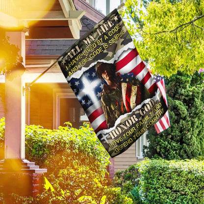 US Veteran Flag, Veteran All My Life I Have Lived By A Code Flag, Veteran Garden Flags