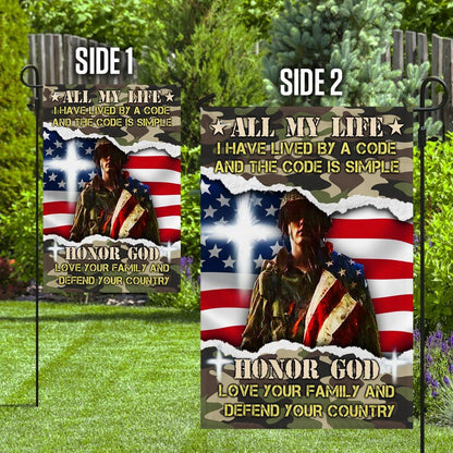 US Veteran Flag, Veteran All My Life I Have Lived By A Code Flag, Veteran Garden Flags