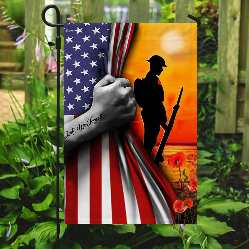 US Veteran Flag, Veteran Lest We Forget Flag, Veteran Garden Flags
