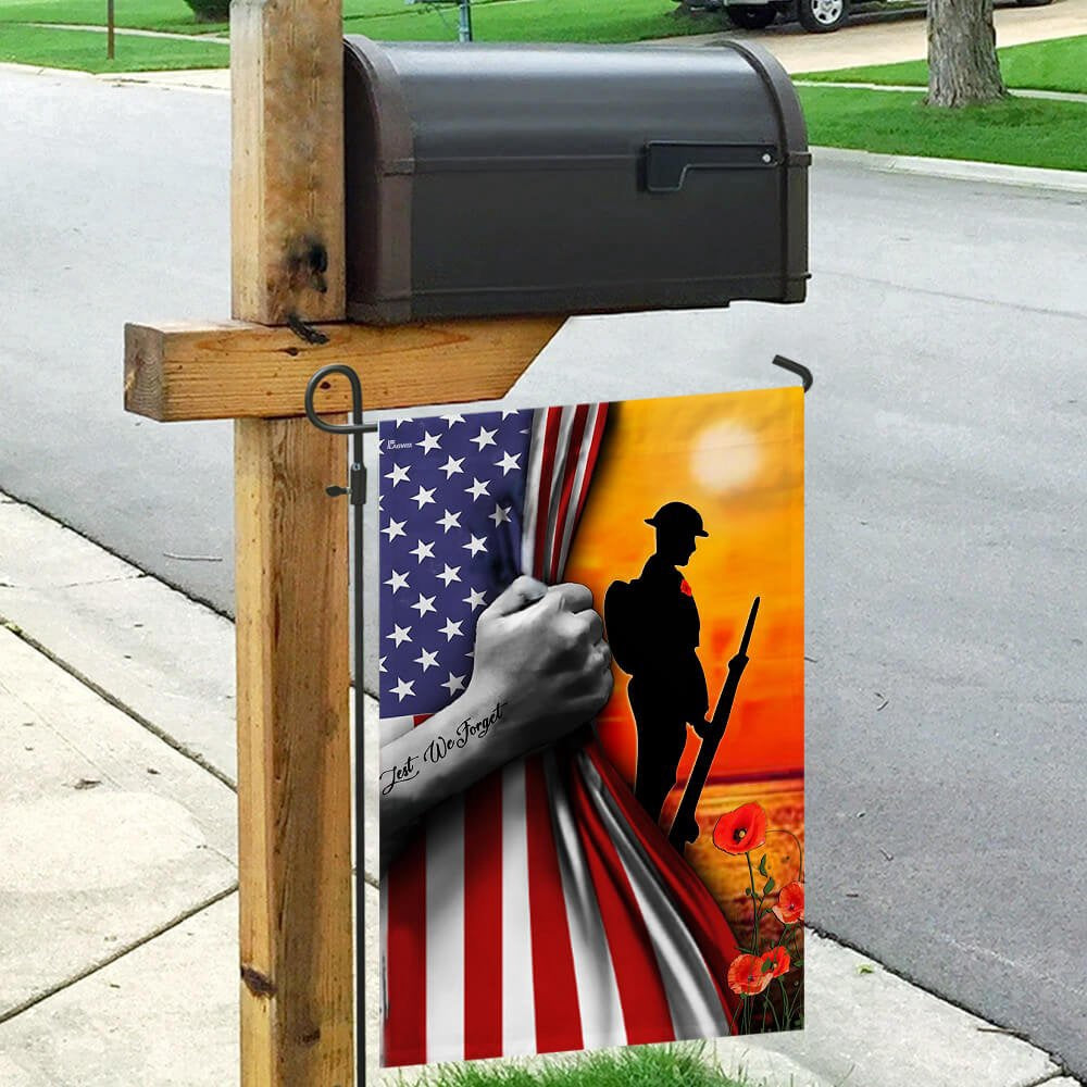 US Veteran Flag, Veteran Lest We Forget Flag, Veteran Garden Flags