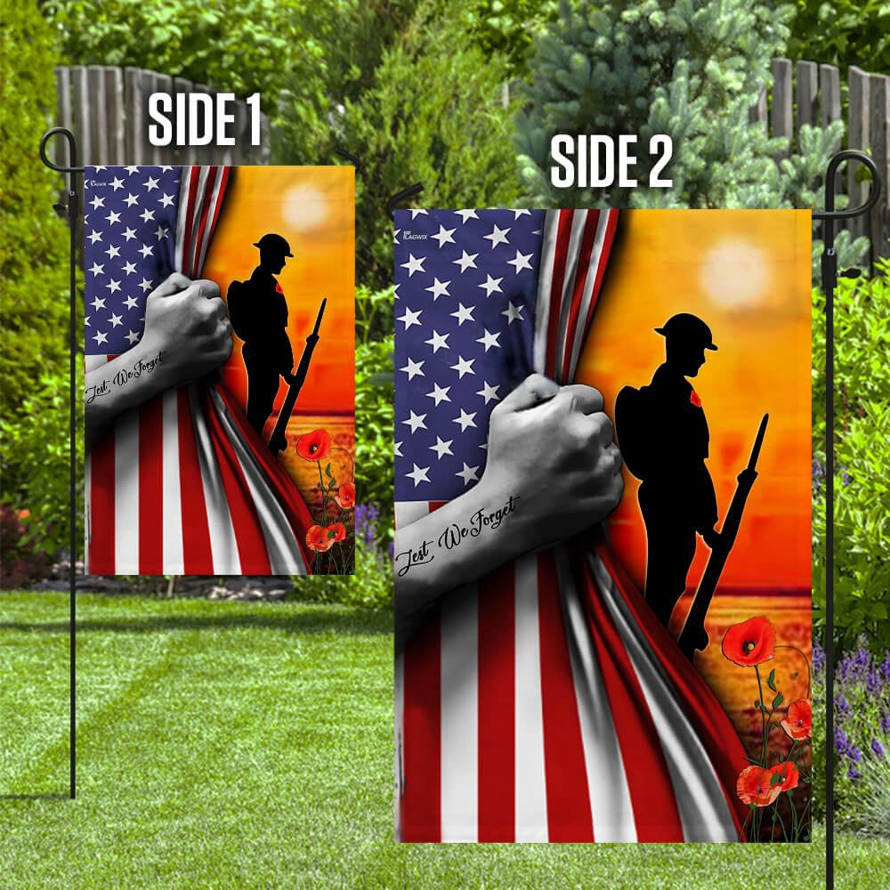 US Veteran Flag, Veteran Lest We Forget Flag, Veteran Garden Flags