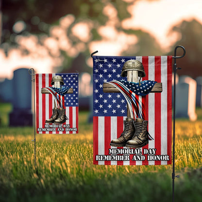 US Veteran Flag, Veteran Memorial Cross Memorial Day Remember And Honor Flag, Veteran Garden Flags