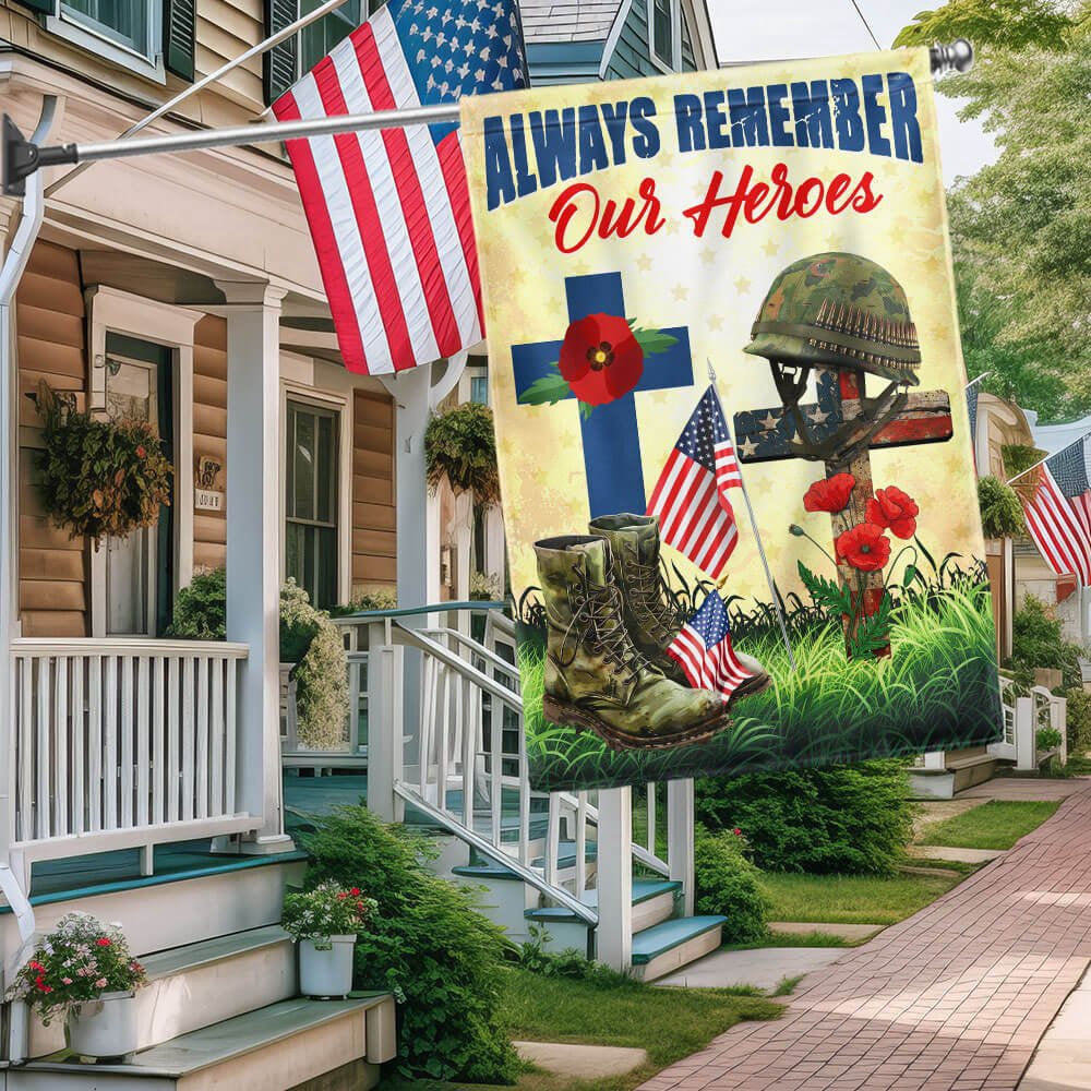 US Veteran Flag, Veteran Memorial Day Always Remember Our Heroes Remember Soldiers Flag, Veteran Garden Flags