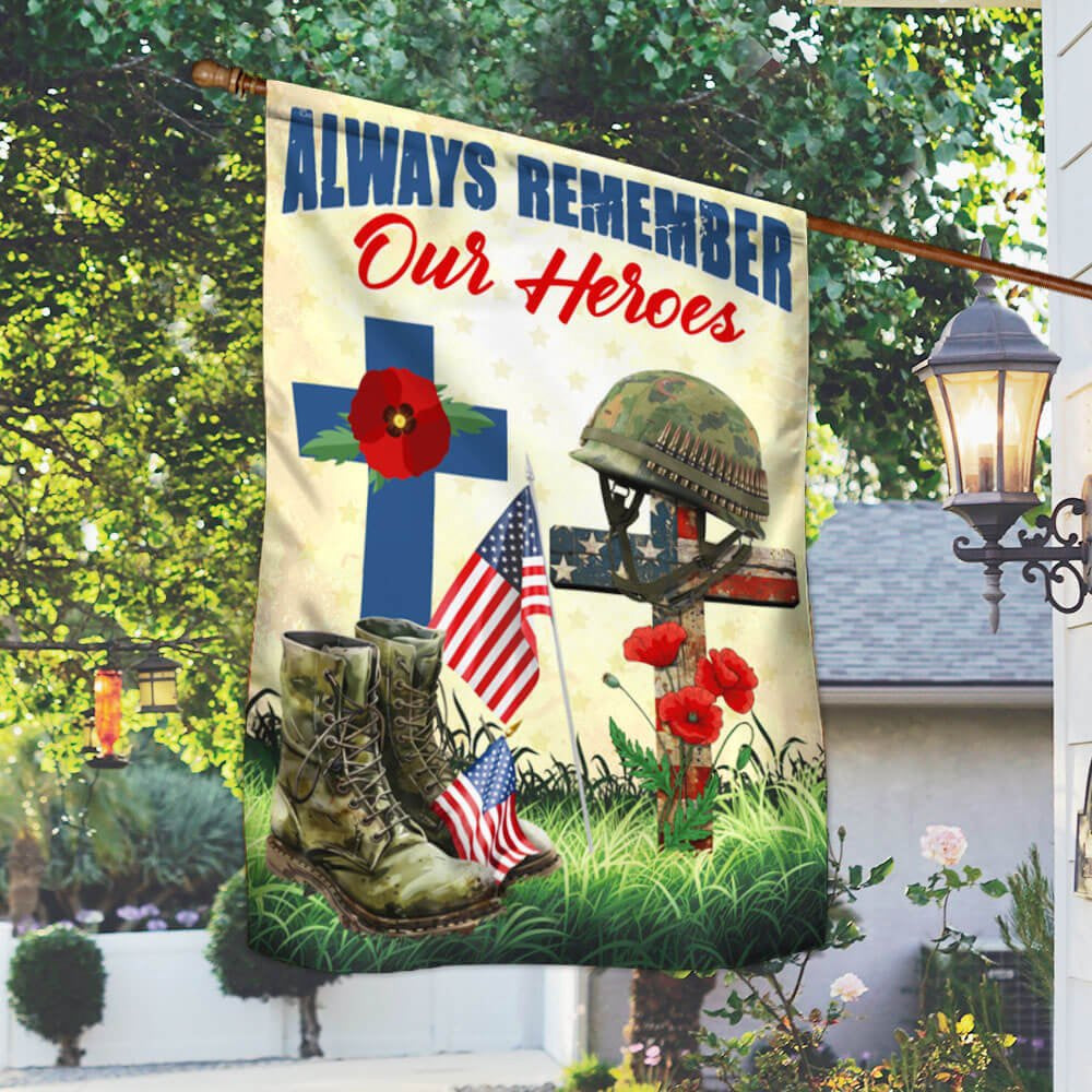 US Veteran Flag, Veteran Memorial Day Always Remember Our Heroes Remember Soldiers Flag, Veteran Garden Flags
