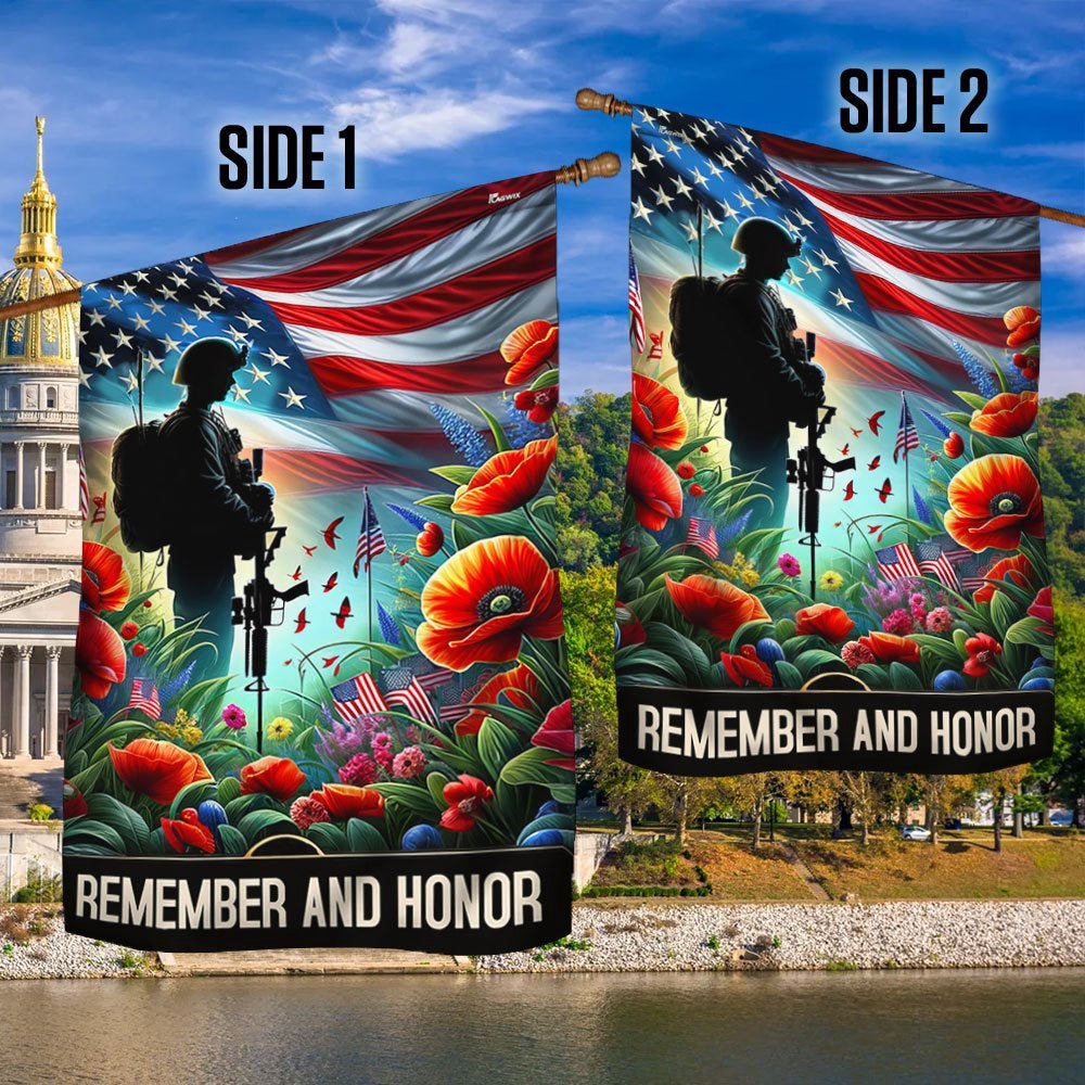 US Veteran Flag, Veteran Memorial Day Remember And Honor Flag, Veteran Garden Flags
