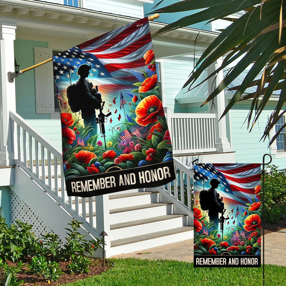 US Veteran Flag, Veteran Memorial Day Remember And Honor Flag, Veteran Garden Flags