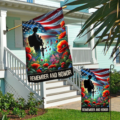US Veteran Flag, Veteran Memorial Day Remember And Honor Flag, Veteran Garden Flags