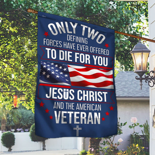 US Veteran Flag, Veteran Only Two Defining Forces Have Ever Offered To Die For You Jesus Christ And The American Veteran Flag