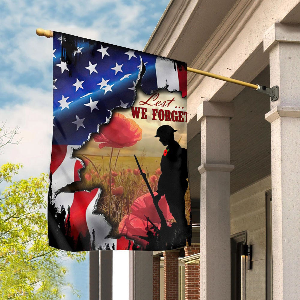 US Veteran Flag, Veteran Remembrance Poppy Lest We Forget Flag Heavy Garden Flag, Veteran Garden Flags