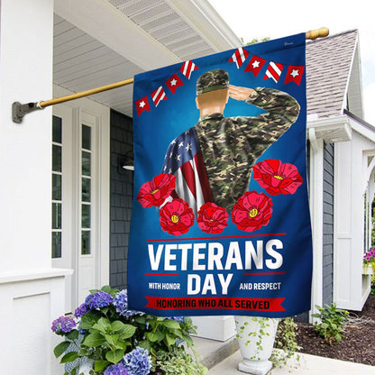 US Veteran Flag, Veterans Day With Honor And Respect Flag, Veteran Garden Flags