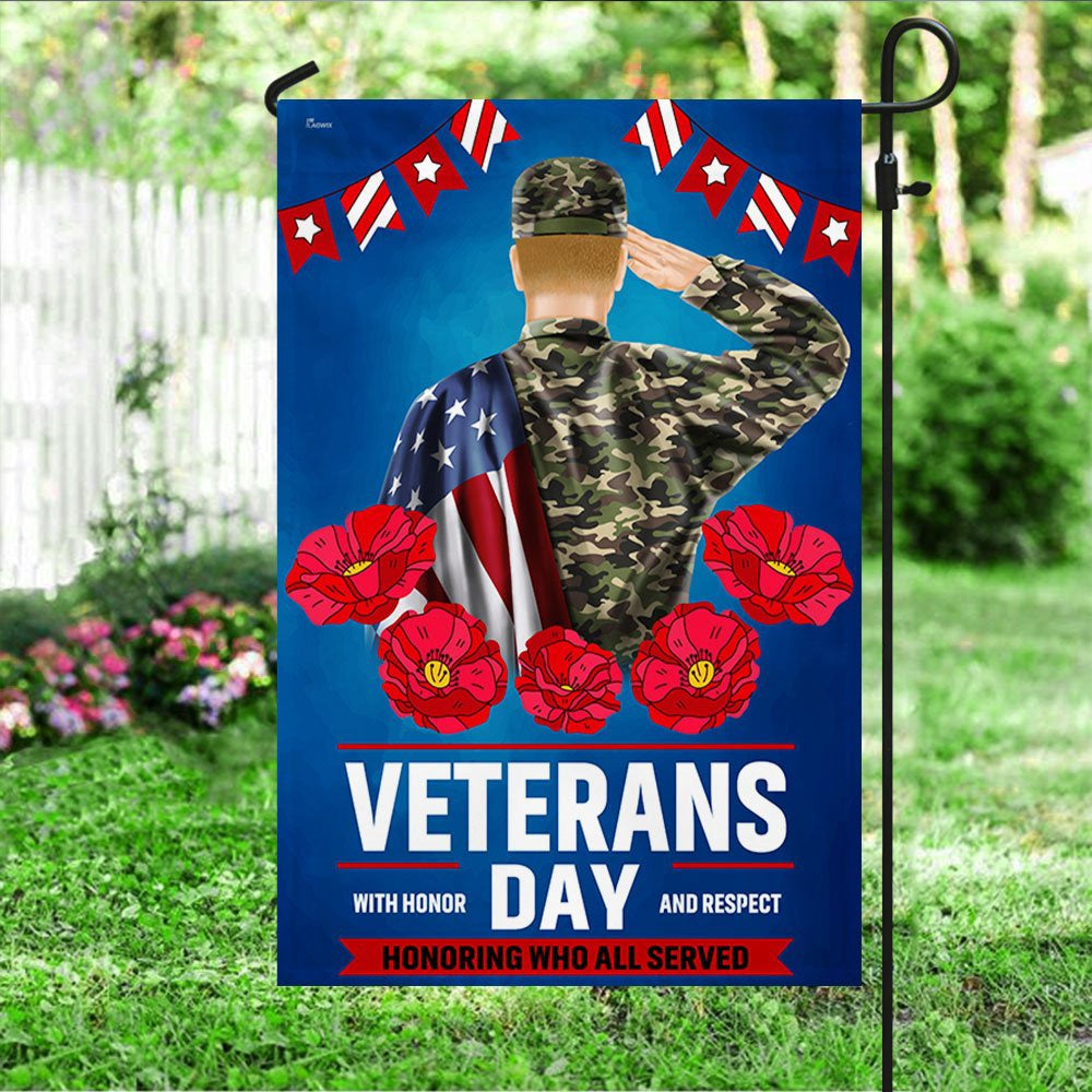 US Veteran Flag, Veterans Day With Honor And Respect Flag, Veteran Garden Flags