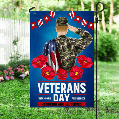 US Veteran Flag, Veterans Day With Honor And Respect Flag, Veteran Garden Flags