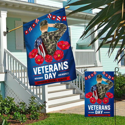 US Veteran Flag, Veterans Day With Honor And Respect Flag, Veteran Garden Flags