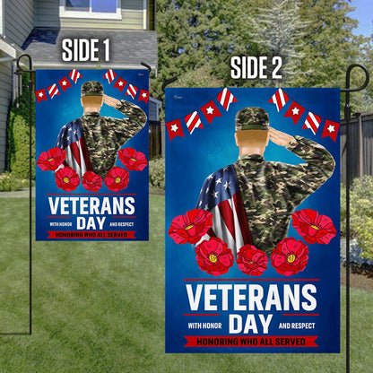 US Veteran Flag, Veterans Day With Honor And Respect Flag, Veteran Garden Flags