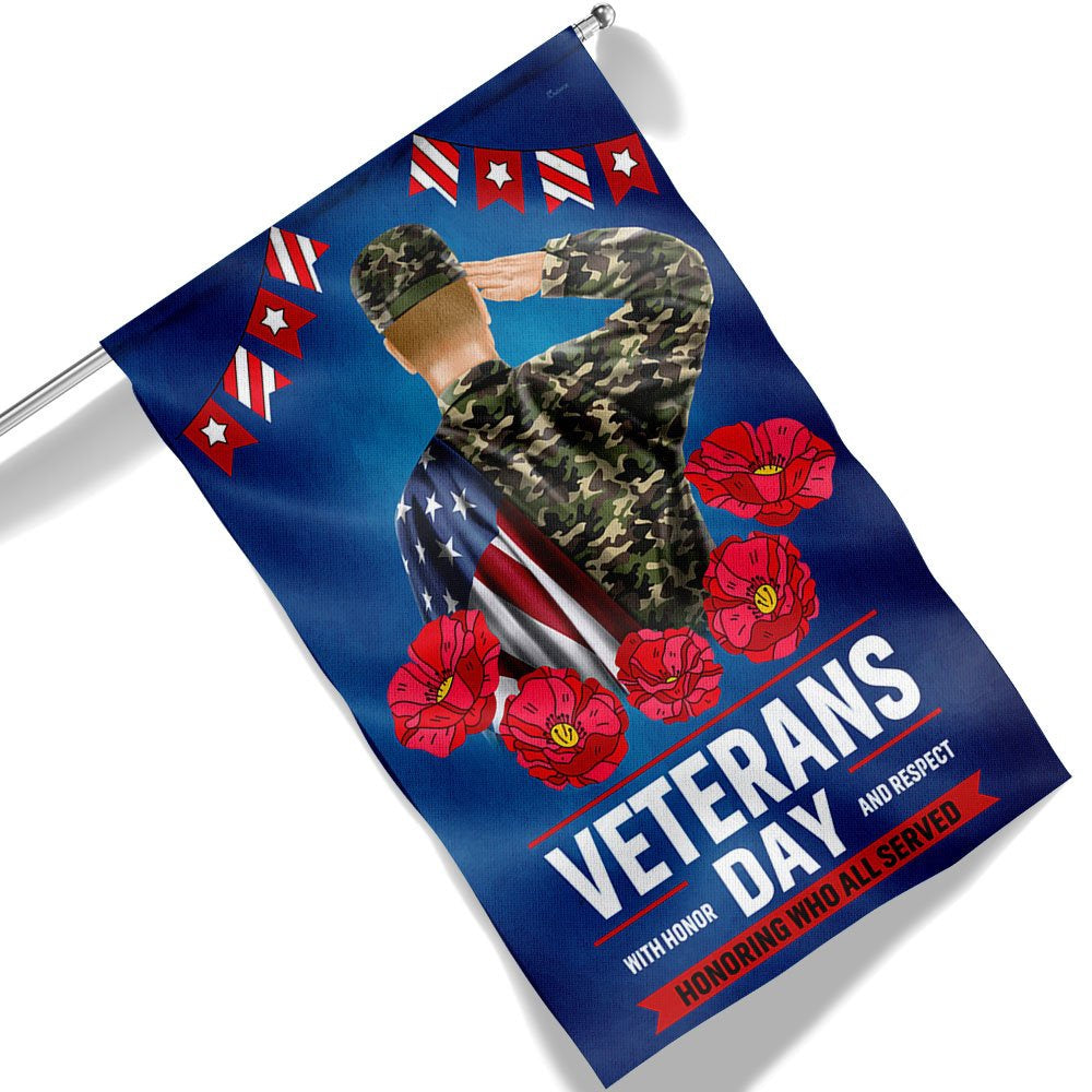 US Veteran Flag, Veterans Day With Honor And Respect Flag, Veteran Garden Flags