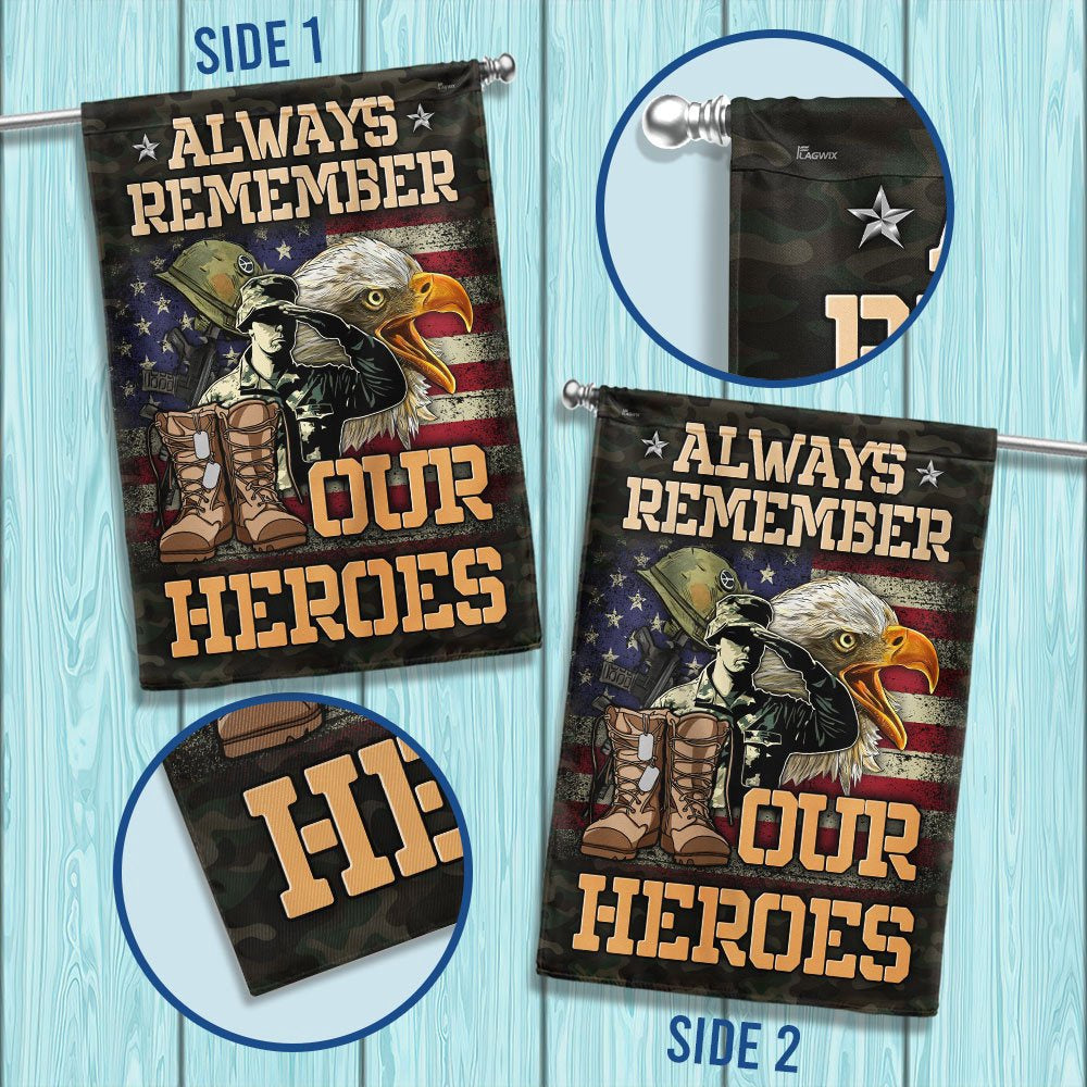 US Veteran Flag, Veterans Flag Always Remember Our Heroe Flag, Veteran Garden Flags