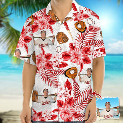 Upload Photo Baseball Hawaiian Shirt, Custom Hawaiian Shirts With Face