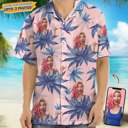 Upload Photo Human And Weed Hawaiian Shirt, Custom Hawaiian Shirts With Face