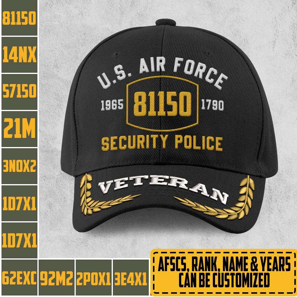 Us Air Force Cap, Customized Afscs Us Air Force 81150 Security Police Embroidered Cap, Embroidered Dad Hat