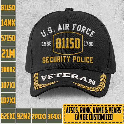 Us Air Force Cap, Customized Afscs Us Air Force 81150 Security Police Embroidered Cap, Embroidered Dad Hat