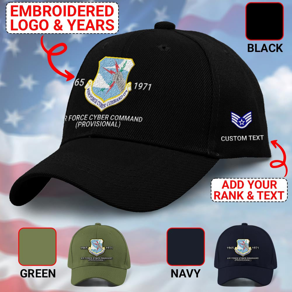 Us Air Force Cap, Customized Air Force Cyber Command Provisional Embroidered Cap, Embroidered Dad Hat