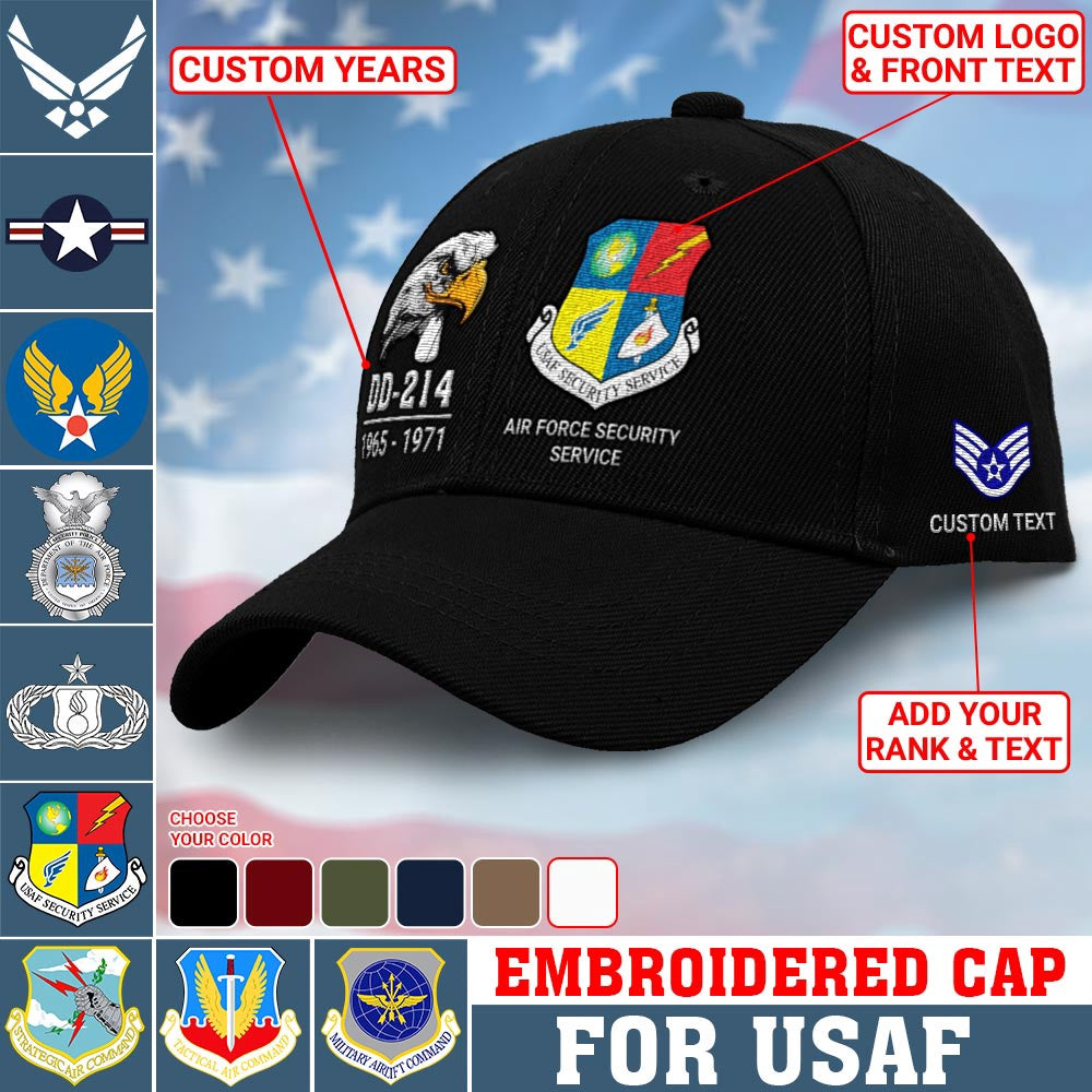 Us Air Force Cap, Customized Air Force Insignias DD 214 Embroidered Cap, Embroidered Dad Hat